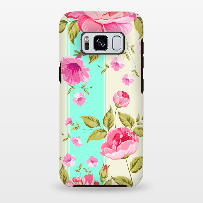 Galaxy S8 plus StrongFit stripes floral print by MALLIKA