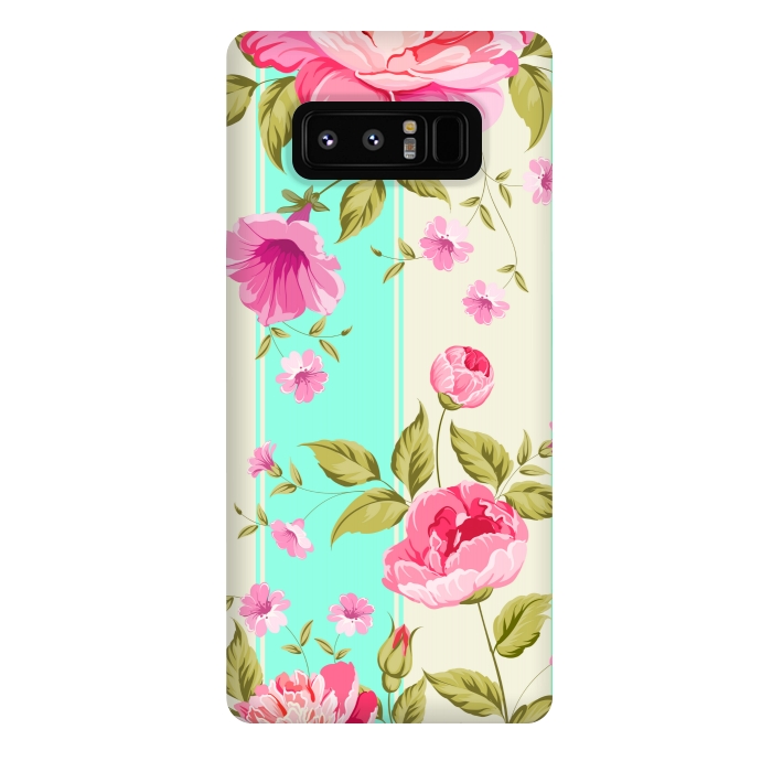 Galaxy Note 8 StrongFit stripes floral print by MALLIKA