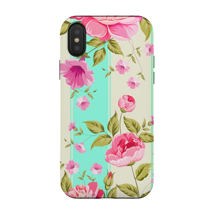 iPhone Xs / X StrongFit stripes floral print by MALLIKA
