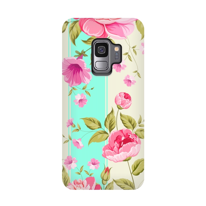 Galaxy S9 StrongFit stripes floral print by MALLIKA