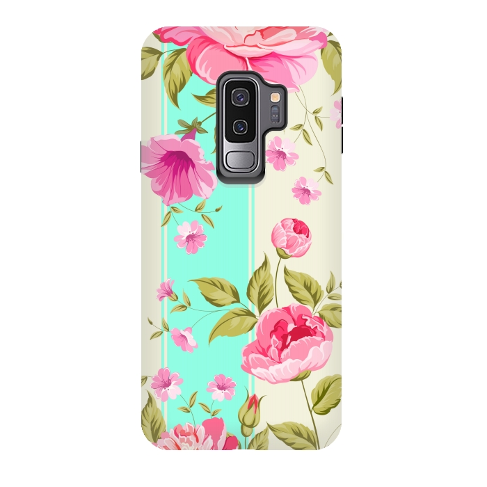 Galaxy S9 plus StrongFit stripes floral print by MALLIKA