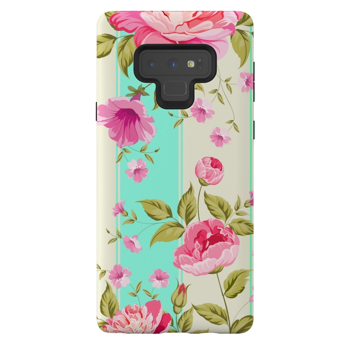 Galaxy Note 9 StrongFit stripes floral print by MALLIKA