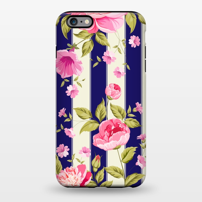 iPhone 6/6s plus StrongFit blue stripes floral print by MALLIKA