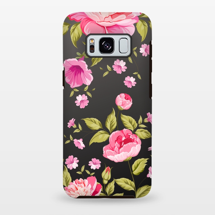 Galaxy S8 plus StrongFit pink flowers by MALLIKA