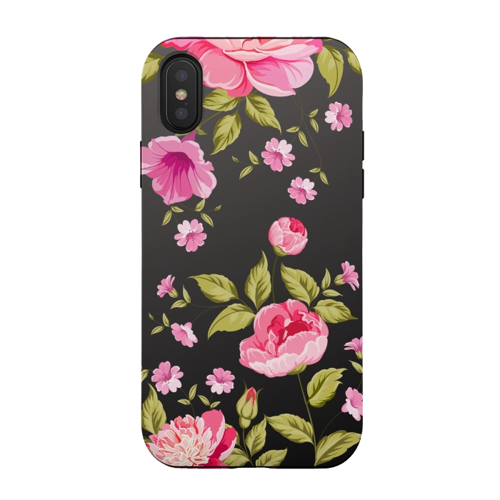 iPhone Xs / X StrongFit pink flowers by MALLIKA