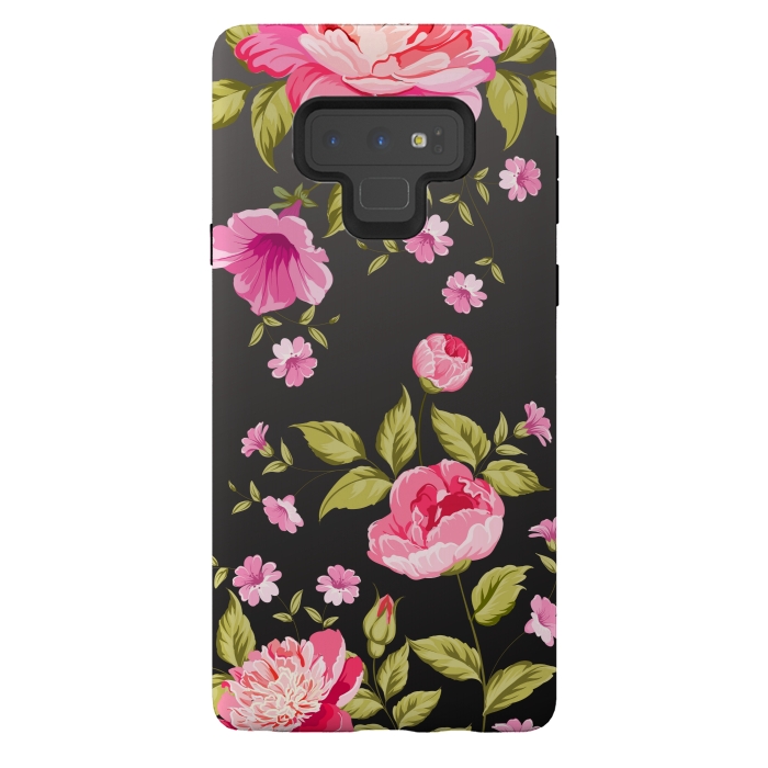 Galaxy Note 9 StrongFit pink flowers by MALLIKA