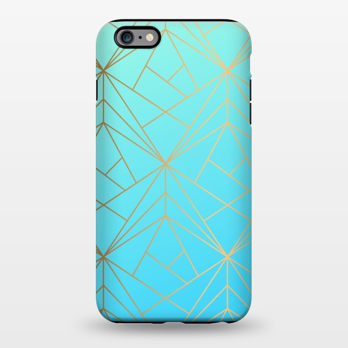 iPhone 6/6s plus StrongFit blue green golden lines by MALLIKA