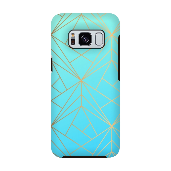 Galaxy S8 StrongFit blue green golden lines by MALLIKA