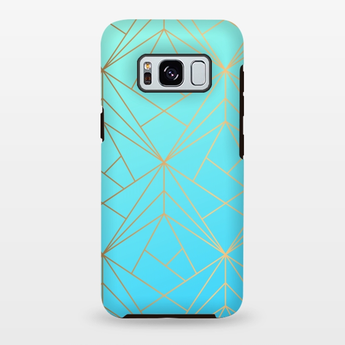 Galaxy S8 plus StrongFit blue green golden lines by MALLIKA