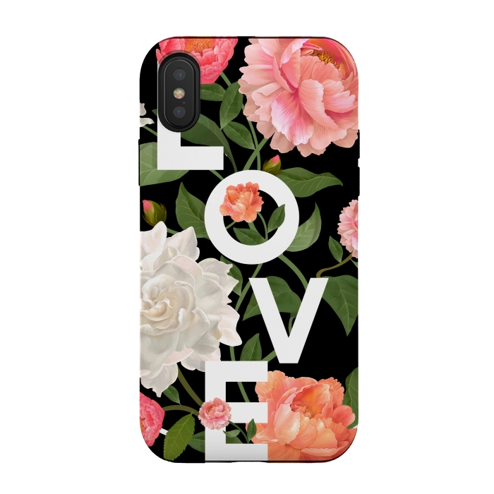 iPhone Xs / X StrongFit floral love black by MALLIKA