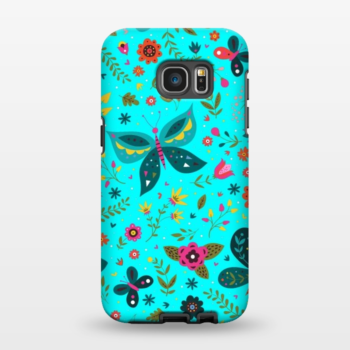Galaxy S7 EDGE StrongFit Butterflies Dancing In Aquamarine by ArtsCase