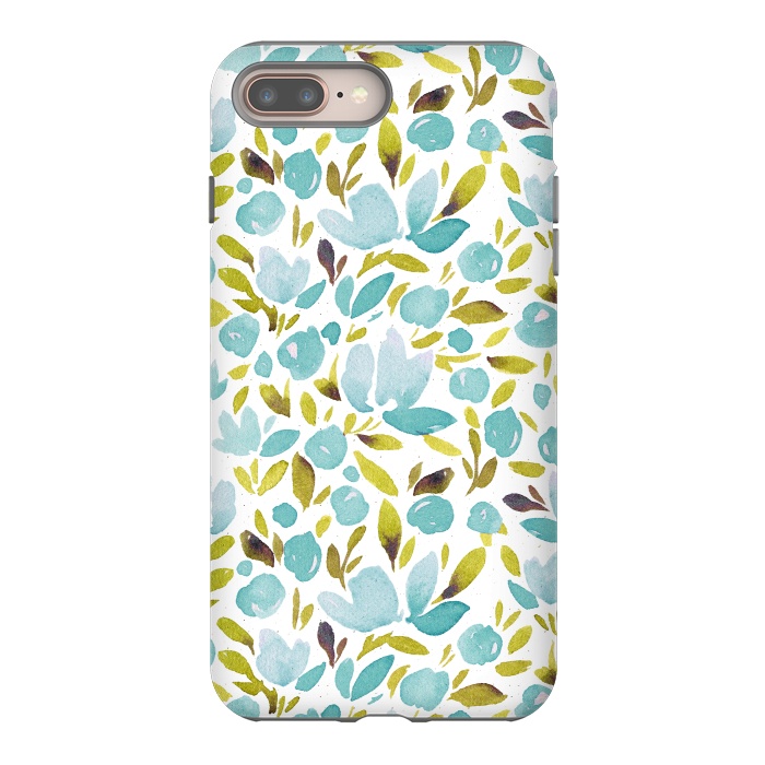 iPhone 7 plus StrongFit Watercolor Blue Flowers by Allgirls Studio