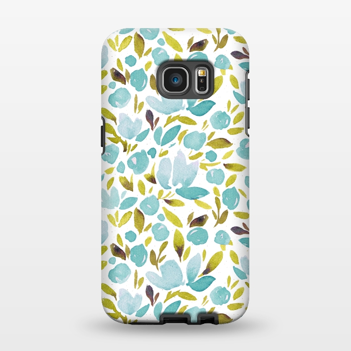 Galaxy S7 EDGE StrongFit Watercolor Blue Flowers by Allgirls Studio
