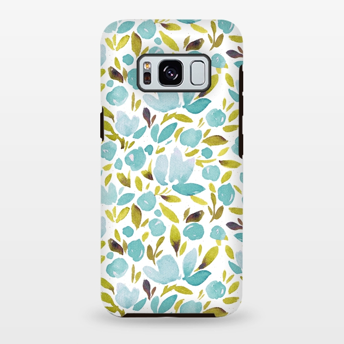 Galaxy S8 plus StrongFit Watercolor Blue Flowers by Allgirls Studio