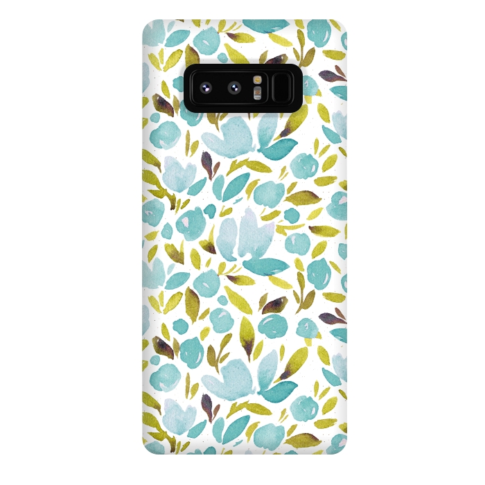 Galaxy Note 8 StrongFit Watercolor Blue Flowers by Allgirls Studio