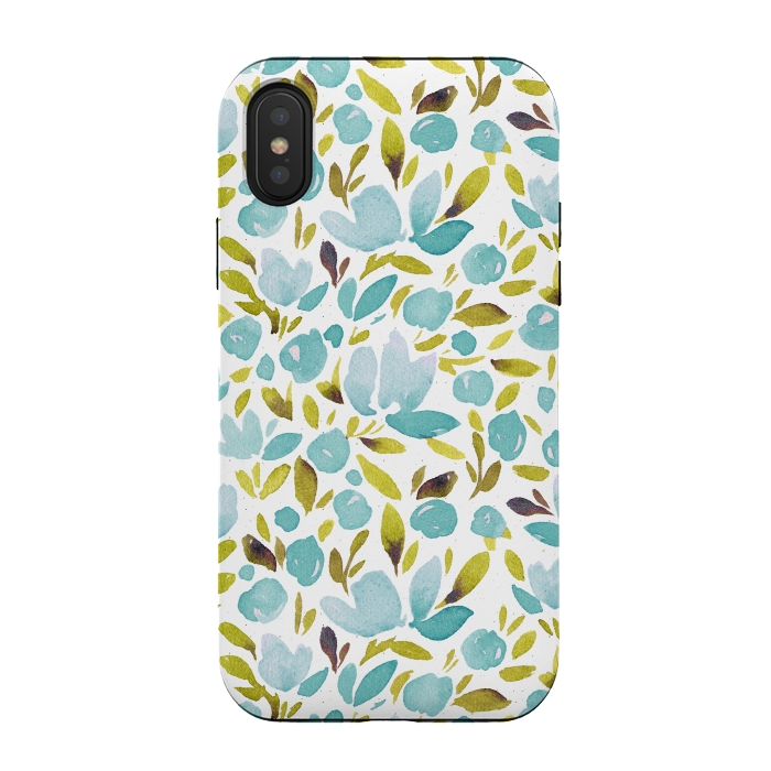 iPhone Xs / X StrongFit Watercolor Blue Flowers by Allgirls Studio