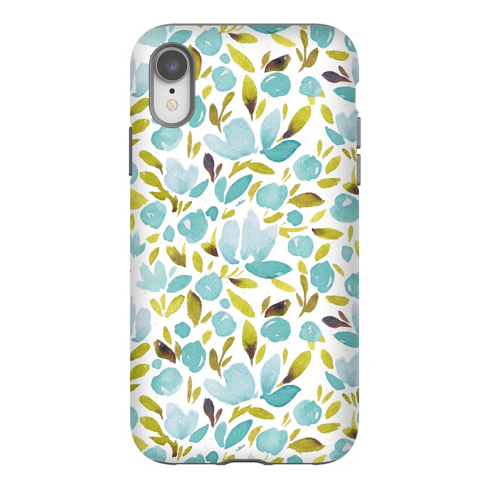 iPhone Xr StrongFit Watercolor Blue Flowers by Allgirls Studio