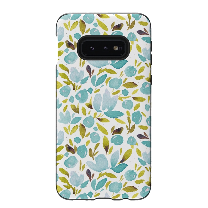 Galaxy S10e StrongFit Watercolor Blue Flowers by Allgirls Studio