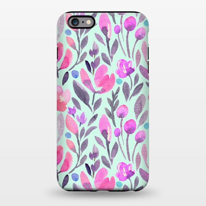 iPhone 6/6s plus StrongFit Mint and Pink Flowers by Allgirls Studio