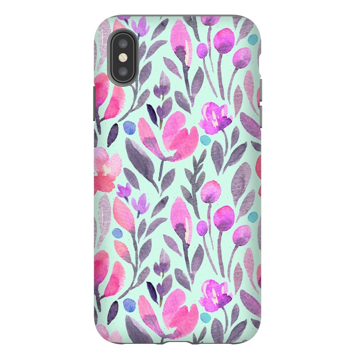 iPhone Xs Max StrongFit Mint and Pink Flowers by Allgirls Studio
