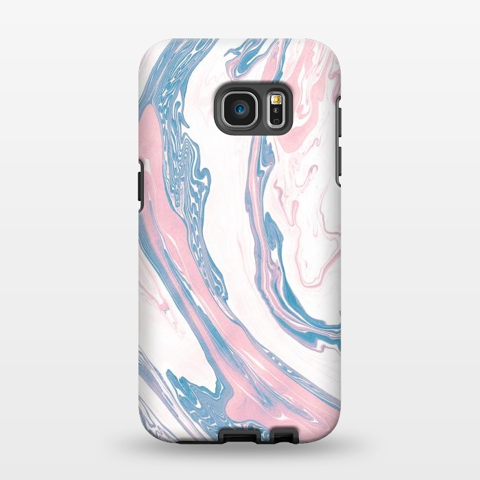 Galaxy S7 EDGE StrongFit Blush and Dusty Blue Marble by Allgirls Studio