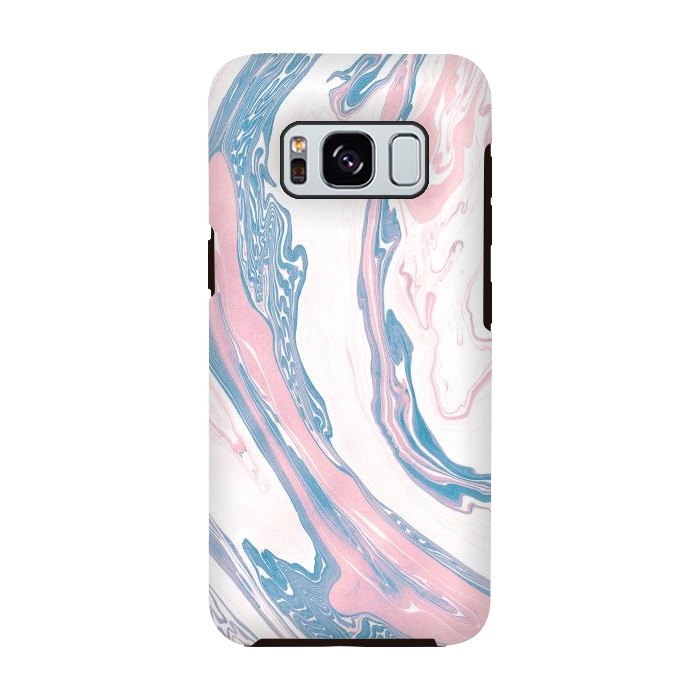 Galaxy S8 StrongFit Blush and Dusty Blue Marble by Allgirls Studio