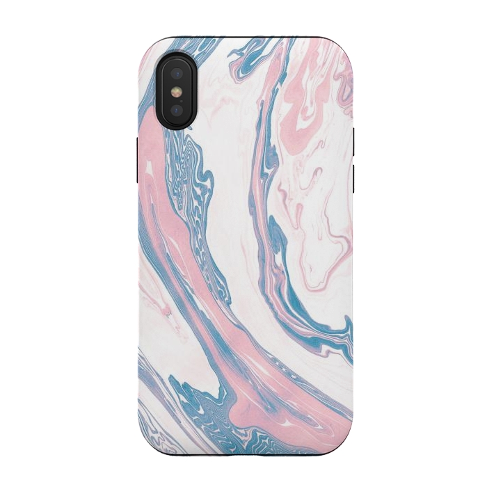 iPhone Xs / X StrongFit Blush and Dusty Blue Marble by Allgirls Studio