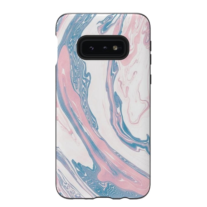 Galaxy S10e StrongFit Blush and Dusty Blue Marble by Allgirls Studio