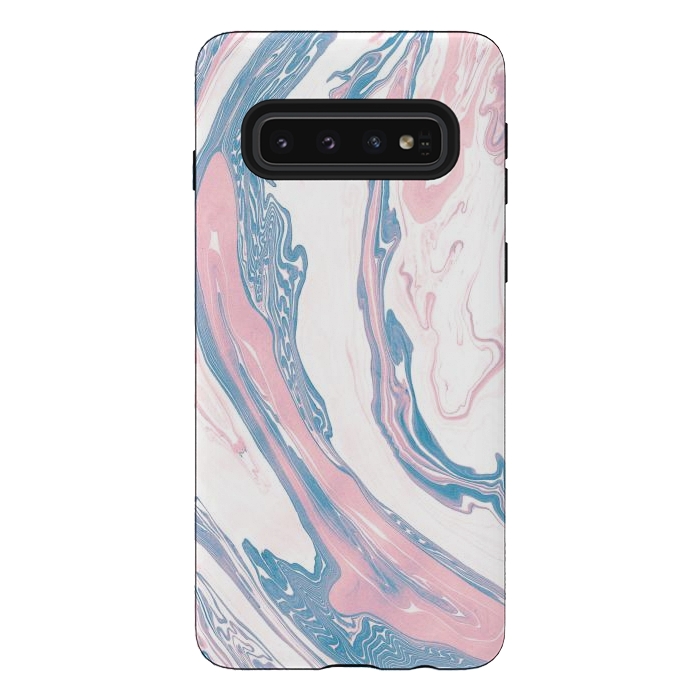 Galaxy S10 StrongFit Blush and Dusty Blue Marble by Allgirls Studio