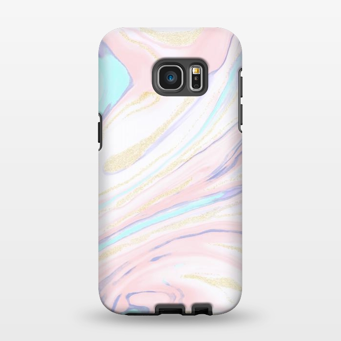 Galaxy S7 EDGE StrongFit Modern golden marbleized abstract design by InovArts