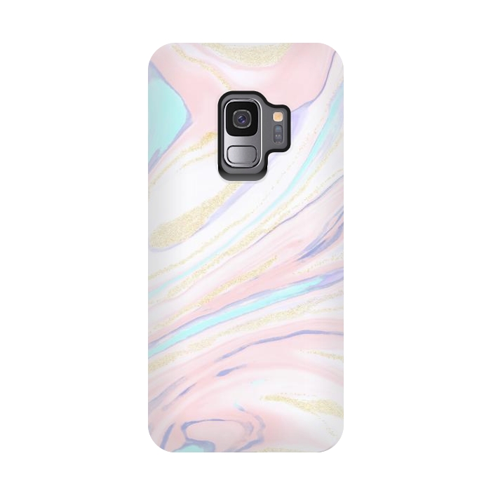 Galaxy S9 StrongFit Modern golden marbleized abstract design by InovArts