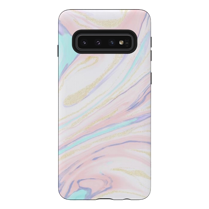Galaxy S10 StrongFit Modern golden marbleized abstract design by InovArts
