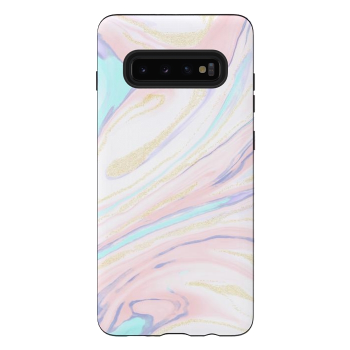 Galaxy S10 plus StrongFit Modern golden marbleized abstract design by InovArts