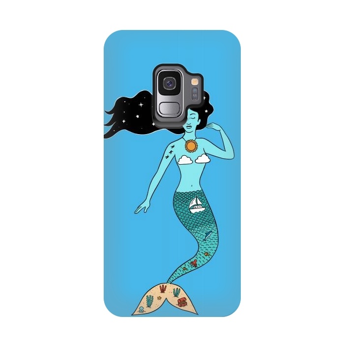 Galaxy S9 StrongFit Mermaid Nature Blue by Coffee Man