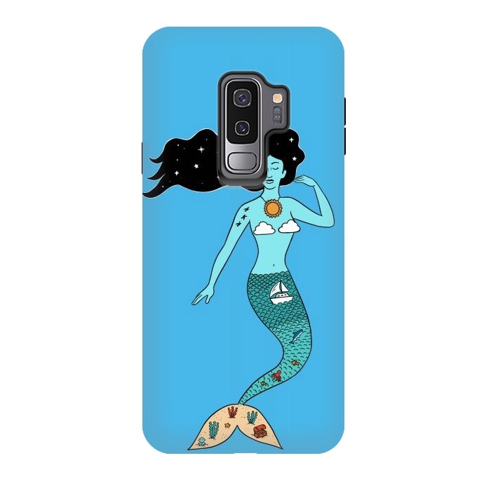 Galaxy S9 plus StrongFit Mermaid Nature Blue by Coffee Man