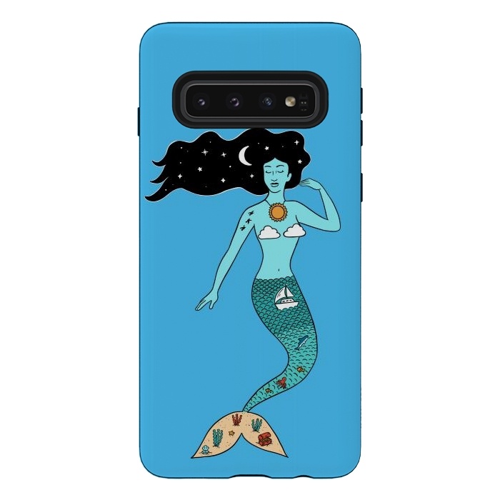 Galaxy S10 StrongFit Mermaid Nature Blue by Coffee Man