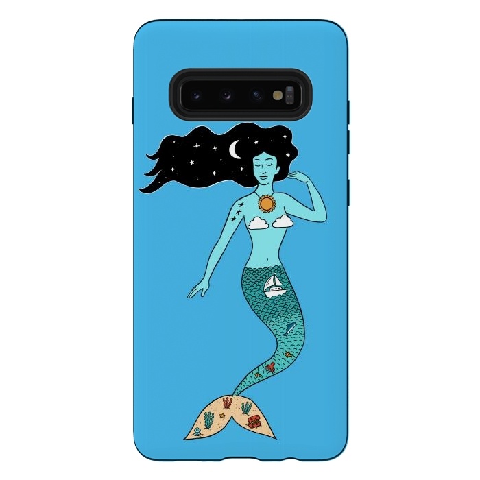 Galaxy S10 plus StrongFit Mermaid Nature Blue by Coffee Man