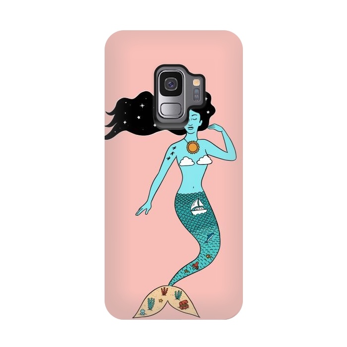 Galaxy S9 StrongFit Mermaid Nature Pink by Coffee Man