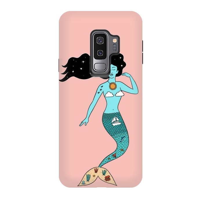 Galaxy S9 plus StrongFit Mermaid Nature Pink by Coffee Man