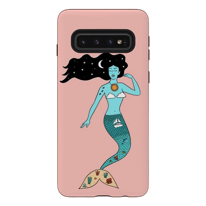 Galaxy S10 StrongFit Mermaid Nature Pink by Coffee Man