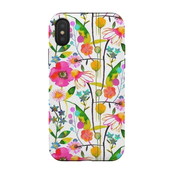 iPhone Xs / X StrongFit Happy Spring Flowers by Ninola Design