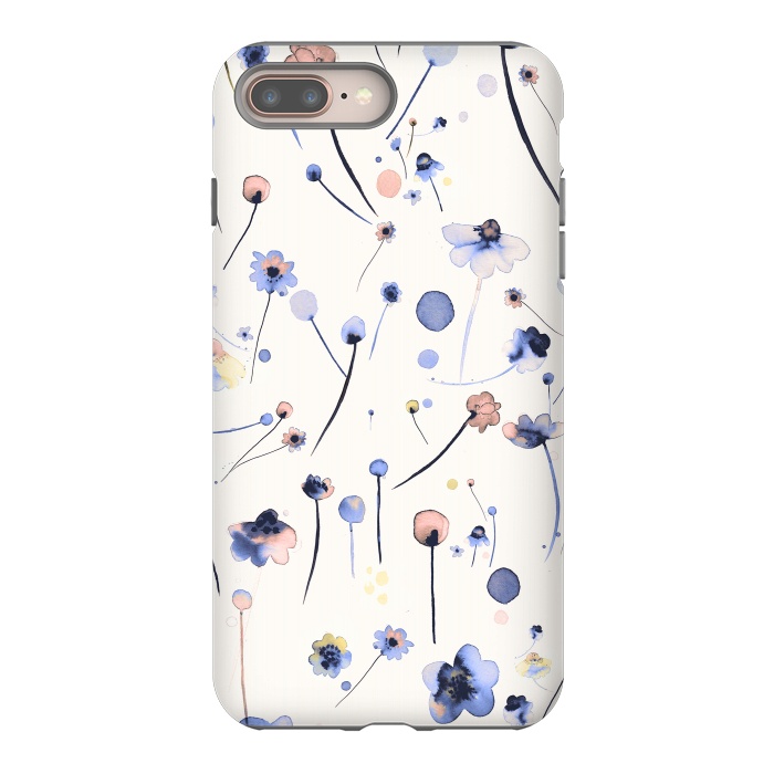 iPhone 7 plus StrongFit Soft Flowers Blue by Ninola Design