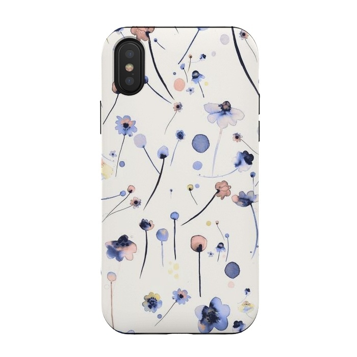 iPhone Xs / X StrongFit Soft Flowers Blue by Ninola Design
