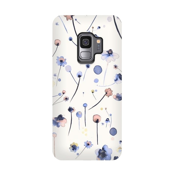 Galaxy S9 StrongFit Soft Flowers Blue by Ninola Design