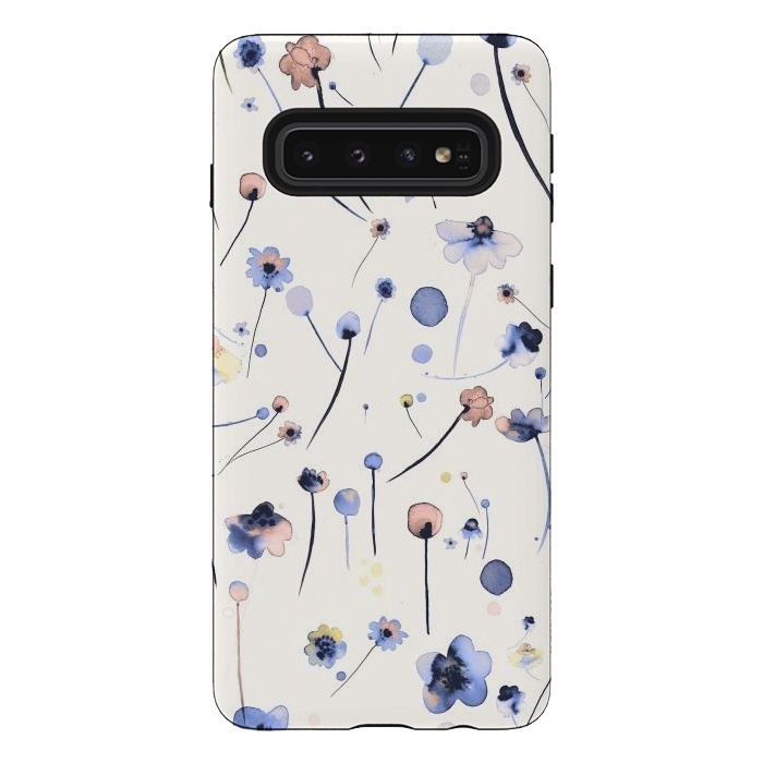 Galaxy S10 StrongFit Soft Flowers Blue by Ninola Design