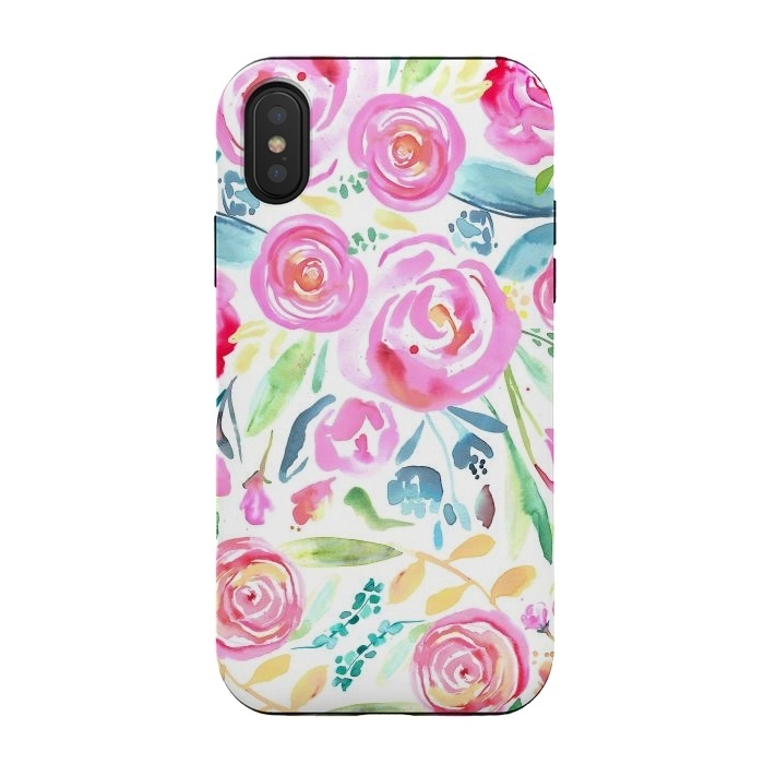 iPhone Xs / X StrongFit Spring Days Pastel Roses by Ninola Design