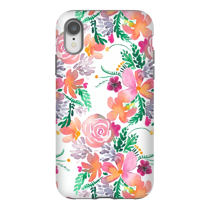 iPhone Xr StrongFit Watercolor Roses Bouquet by Ninola Design