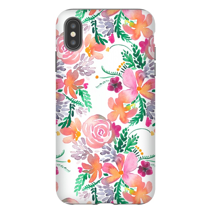iPhone Xs Max StrongFit Watercolor Roses Bouquet by Ninola Design