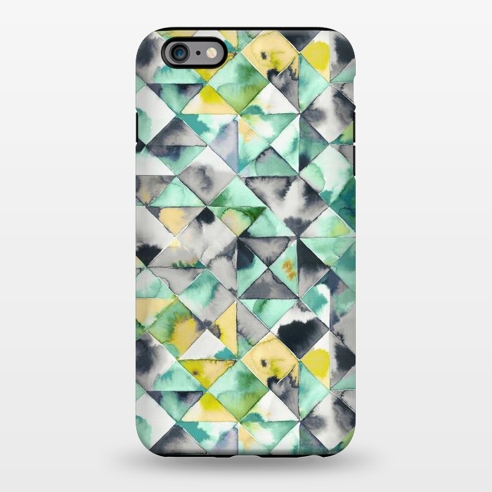 iPhone 6/6s plus StrongFit Watercolor Triangles Geometry Lime by Ninola Design
