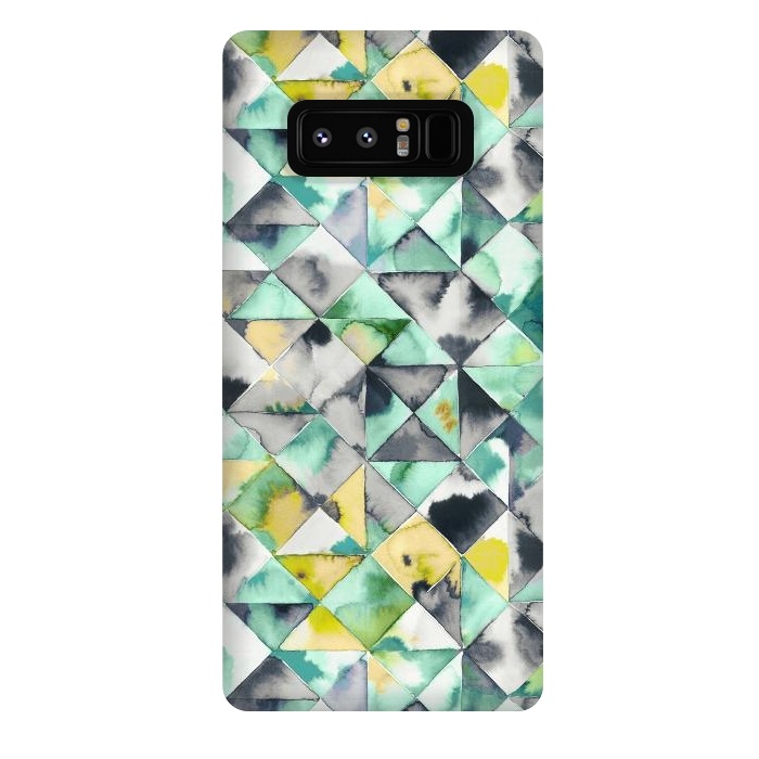 Galaxy Note 8 StrongFit Watercolor Triangles Geometry Lime by Ninola Design